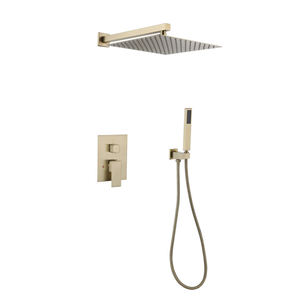 Conjunto de ducha oculto de lujo negro y gris con doble función, sin barra deslizante, núcleo de válvula cerámica, cuerpo de latón, mezclador para baño de hotel - Product Image 6
