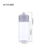 Ecannal CE TPD ISO8317 Botella de Plástico PET V3 de 100 ml con Gotero, Transparente, Negra, con Tapa CR, con Etiqueta Privada y Caja