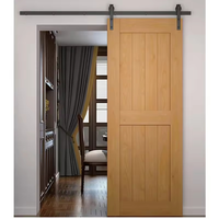 Porte coulissante de grange en bois pour intérieur, avec kit de quincaillerie noir, porte à panneau unique pour salle de bain et chambre à coucher, directement de l'usine