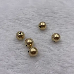 Pure Au585 14k Gold Jewellery Beads Fine Jewelry Making Supplier 8mm Pendant Charms Necklace Bracelet Anklect DIY Accessories