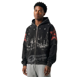 Sudaderas con capucha personalizadas al por mayor, 500GSM, de corte holgado, estilo urbano para hombre, con lavado ácido vintage, sudadera con capucha lisa, OEM - Product Image 2