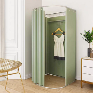 Hiện đại sang trọng tùy chỉnh freestanding kim loại Boutique phù hợp phòng quần áo cửa hàng thay đổi phòng Rèm đương đại kệ trưng bày - Product Image 6