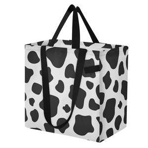 Bolso de Mano Grande Reutilizable de Poliéster Acolchado con Estampado de Vaca Hawaiana para Mujer, con Logotipo Personalizado - Product Image 2