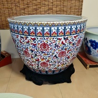 Grand bassin en porcelaine décorative multicolore de Jingdezhen, grand récipient en céramique pour hall, Feng Shui, cour, aquarium, décoration intérieure