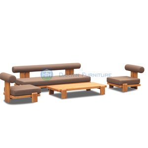 Chaise longue en teck de style moderne avec coussins moelleux, mobilier d'extérieur durable pour jardin, hôtel, terrasse - Product Image 3