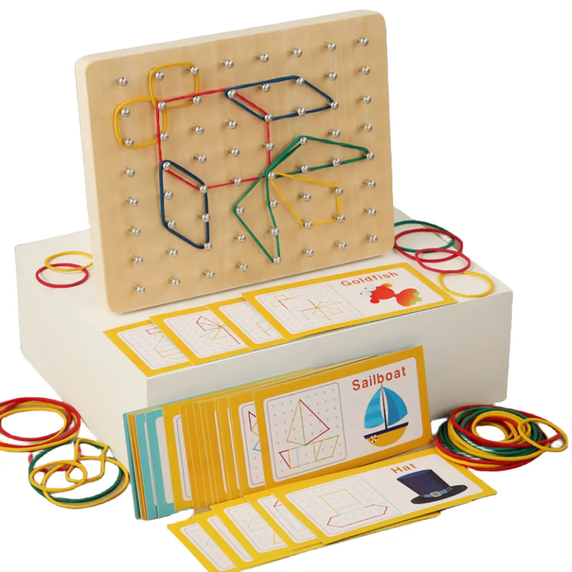 Puzzle graphique créatif pour l'éducation précoce des enfants Jouets en bois Montessori Pensée logique Aides pédagogiques Petit panneau à ongles en bois