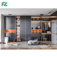 Armoire de chambre moderne et minimaliste, placard de rangement sur mesure, porte coulissante, entièrement en aluminium, portes en verre trempé du sol au plafond