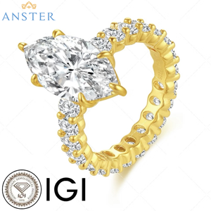 ANSTER Jewelry CVD VS1 VVS2 D E Marquise Cut IGI Certificado Lab Grown Diamond Ring 1-5 Quilates 18K Anillo de oro para mujeres Compromiso - Product Image 1