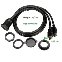 1m USB 3.0 HD-Stecker auf HD USB3.0-Buchse AUX Dashboard Panel Auto Unterputz-Verlängerung kabel mit Installationsplatten-Kits