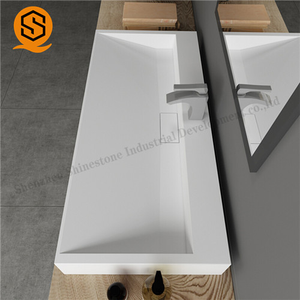 Lavabo de lavage à main mural blanc mat, en acrylique solide à surface solide, à poser sur le comptoir, prix d'usine - Product Image 5