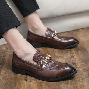 Zapatos de Vestir Formales de Cuero para Hombre, Estilo Italiano, de Lujo, Oxford Sin Cordones, Hechos a Mano, Bordados, Ligeros, para Otoño y Bodas - Product Image 6