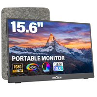 Moniteur portable IPS de 15,6 pouces, écran secondaire large, support réglable intégré, housse de protection pour PC, tablette, iPhone