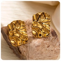 2025 À La Mode Étanche 18K Plaqué Or PVD En Acier Inoxydable Coeur Marteau Boucles D'oreilles Hoop Style-Saint Valentin Cadeau