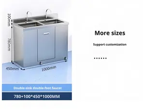 Kabinet wastafel komersial mangkuk tunggal baja tahan karat dipoles Matt selesai tahan kimia tahan korosi alur drainase - Product Image 6