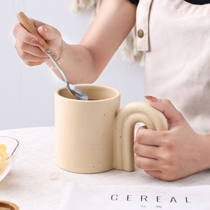 แก้วกาแฟเซรามิกรีไซเคิล, คอลเลกชั่นแนวโค้งถ้วยกาแฟสีขาวและจานรองชุดชาเป็นมิตรต่อสิ่งแวดล้อมโรงงานเซรามิก - Product Image 5