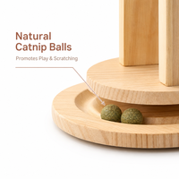 Griffoir moderne pour chat en bois massif avec jouet tournant, corde de chanvre, corde de sisal et boule à griffer, pour usage intérieur, modèle Carton