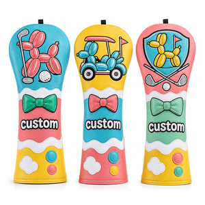 Protège-tête de club de <span class=keywords><strong>golf</strong></span> en cuir PU pour driver, motif chien ballon personnalisé, drôle et mignon, avec logo brodé, pour voiturette de <span class=keywords><strong>golf</strong></span> - Product Image 1