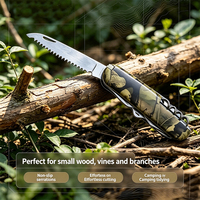 Couteau de poche multi-outils OEM personnalisable, manche camouflage feuille d'automne, ciseaux, scie, tire-bouchon, tournevis en acier inoxydable, EDC, camping