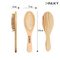 Brosse à cheveux ovale en bambou naturel avec coussin d'air et picots en bois pour stimulation du cuir chevelu et coiffage sans nœuds, logo personnalisé