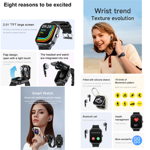 Nouveau 2.01 TFT montre intelligente avec écouteurs fréquence cardiaque oxygène sanguin moniteur de sommeil 240mAh NFC fournisseur en gros usine - Product Image 2