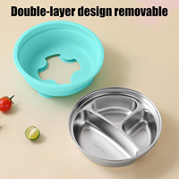Assiette divisée en acier inoxydable 304 avec ventouse en silicone, bol à collation anti-chute, plateau de dîner pour pique-nique en extérieur et maison