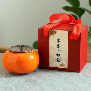 Caqui-juego de té de cerámica de kung-fu, tazón de té con mano, recuerdo, cuatro tazas y una lata y una olla - Product Image 5