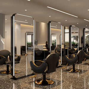 Miroir LED <span class=keywords><strong>double</strong></span> face pour la coupe de cheveux Station de salon moderne pour le salon de salon - Product Image 2