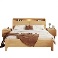 Lit double en bois massif avec rangement, tête de lit en PU souple, grands tiroirs, mobilier de chambre moderne style hôtel, montage facile