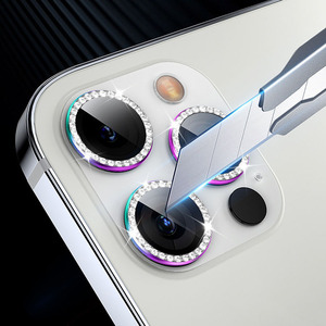 Vetro di vetro temperato diamante di lusso per obiettivo per <span class=keywords><strong>iPhone</strong></span> 11 12 <span class=keywords><strong>13</strong></span> 14 15 <span class=keywords><strong>Pro</strong></span> Max vetro di <span class=keywords><strong>protezione</strong></span> per obiettivo posteriore - Product Image 3