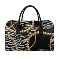 Bolso de mano para viaje, maleta de mano con cadena dorada, Glamour, cebra, ilustración de patrón sin costuras, ornamento, bolsa de viaje de gran capacidad