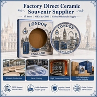 Assiette décorative en céramique souvenir touristique d'Angleterre, Londres, motif Big Ben, œil et drapeau, pour porcelaine, personnalisable OEM ODM, vente en gros