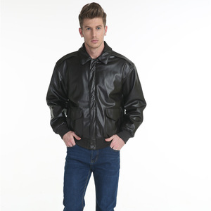 Giacca a Blouson in pelle di colore invernale oversize da uomo con chiusura a cerniera stile Vintage - Product Image 1