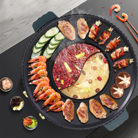 Grill Barbecue Électrique Teppanyaki Multifonction Commercial Portable Mini Intérieur, Fumeur Électrique Sans Fumée avec Plaque Mobile