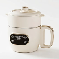 Marmite Électrique Pliable 2L avec Revêtement en Titane, Mini Cuiseur Multifonction, Cuiseur à Riz Pliable et Cuiseur Vapeur