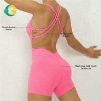 Combinaison de yoga sans couture de qualité supérieure pour femme, sexy, dos croisé, dos nu, sans manches, respirante, effet ventre plat