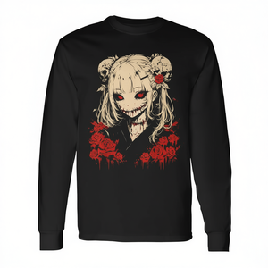 T-shirt à manches longues unisexe col rond imprimé numériquement, thème Anime Horreur Gothique Kawaii, pour activités promotionnelles - Product Image 2