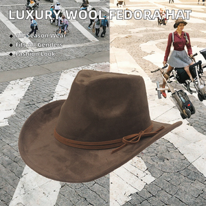 Chapeau Fedora à large bord vintage personnalisé pour hommes et femmes |   Chapeau Fedora en feutre avec logo OEM, vente en gros, unisexe, chapeau tendance - Product Image 2