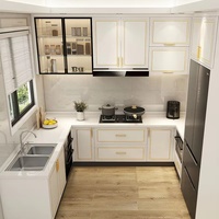 Joysource Armoires de cuisine modulaires en verre stratifié écologique sur mesure, construction en panneaux de particules, design moderne, charnière, garantie 3 ans