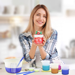 Juego de Tazas Medidoras de Silicona para Resina Epoxi, Antiadherentes, Lavables, Graduadas de 100ml, 250ml y 600ml, con Varilla Mezcladora Azul - Product Image 4