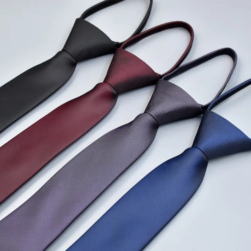 Solid color 6cm quality logo men's zipper tie men formal wear business suit wedding party gravatas male gift accessory