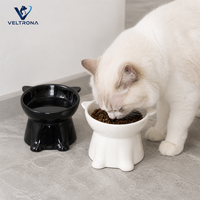 Gamelle surélevée en céramique pour chat, inclinée pour la protection du cou, prévention de l'acné féline, pour nourriture et eau, vente en gros, noir et blanc