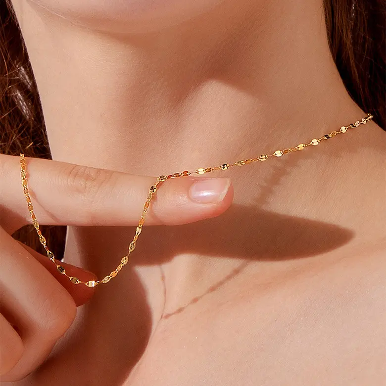 Dainty – chaîne à maillons en acier inoxydable plaqué or 14K 18K, collier ras du cou Simple, colliers en or pour femmes
