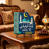 Assiette décorative en résine, impression UV personnalisée, Ramadan Kareem, mosquée, croissant de lune, ornement de bureau arabe avec support, vente en gros OEM