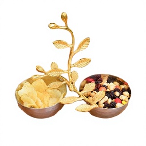 Tazón de postre de la mejor calidad, diseño admirable, tazón decorativo de acero inoxidable con asa de hoja de latón. - Product Image 1