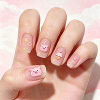 Autocollants 5D en relief pour ongles, motif cochon mignon, dessin animé, cochon rose, cupcake, étoile, fusée, cœur, décorations auto-adhésives pour manucure DIY