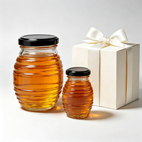 Pot en verre vide pour miel, récipient transparent pour miel avec couvercle noir, couleur et étiquette personnalisées, pot en verre pour le stockage alimentaire du miel