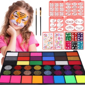 Ensemble de peinture pour le <span class=keywords><strong>visage</strong></span> à l'<span class=keywords><strong>aquarelle</strong></span> personnalisable de 42 couleurs avec emballage en boîte de couleur, soluble dans l'eau, pour Halloween et Noël - Product Image 1