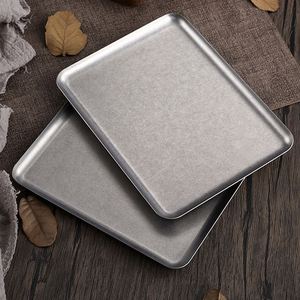 Assiette carrée vintage coréenne en acier inoxydable 304, plateau de service pour café, dessert, gâteau, plateau de barbecue vieilli avec logo personnalisé - Product Image 4