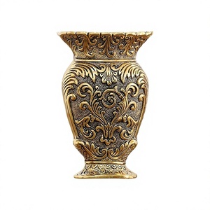 Decorative Metal <b>Vase</b> Antique Gold Finish Elegant Flower <b>Vase</b> for Home Living Room Office Table Decor - Product Image 1