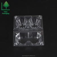 Boîte d'emballage en clamshell extra-jumbo à 2 compartiments, transparente en PET, pliable, pour le transport d'œufs, empilable, écologique, personnalisable, best-seller